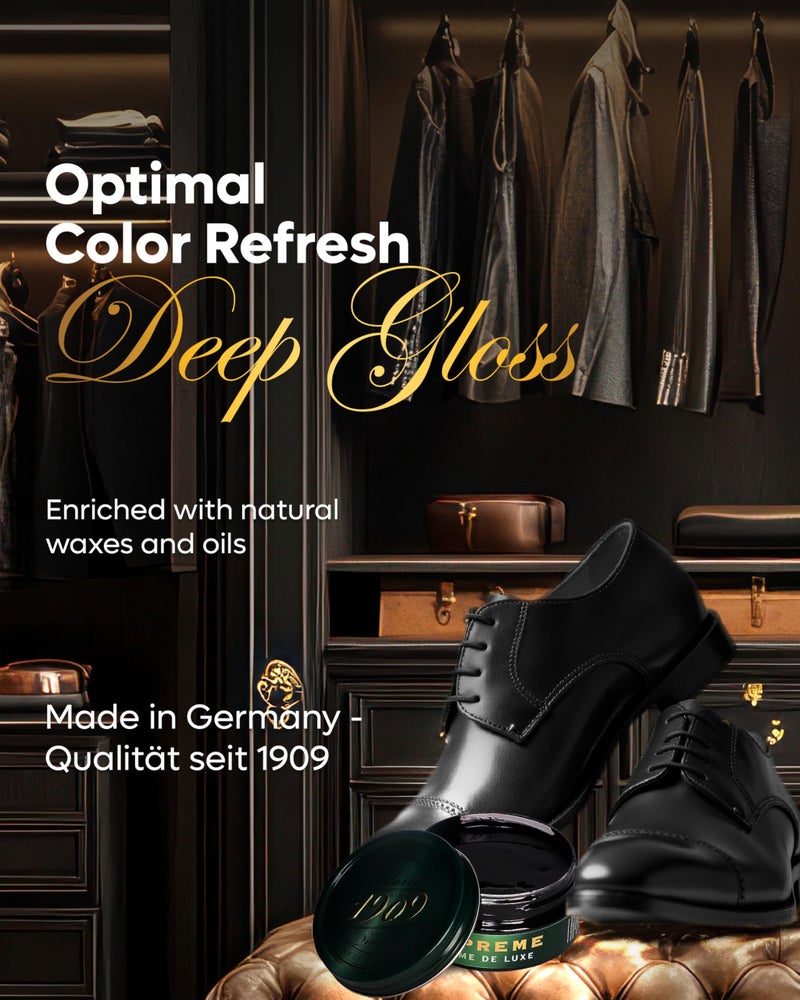 Collonil Leather Shoe Polish 1909 CrÃ¨me de Luxe Black - Optimum Color Refreshing & Depth - Protects and Nourishes Smooth Leather for a Lasting Glow - 3.38 Fl Oz - Image 2